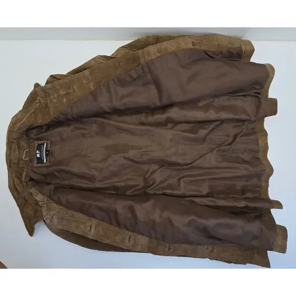 Vintage Marcelle Renee Genuine Leather Jacket Brown Belted Lined Coat Women's L - Picture 3 of 9